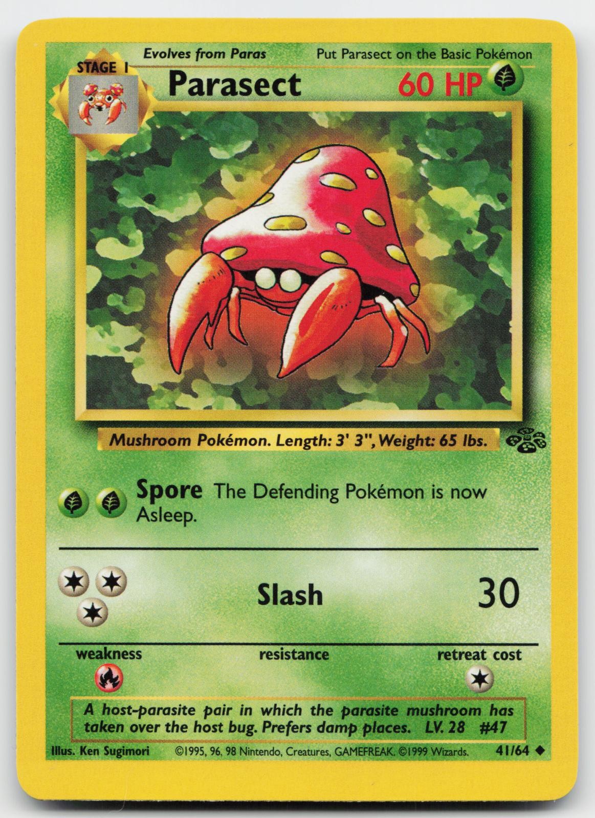 Parasect 41/64 Uncommon Jungle Pokemon Unlimited Lightly Played 1