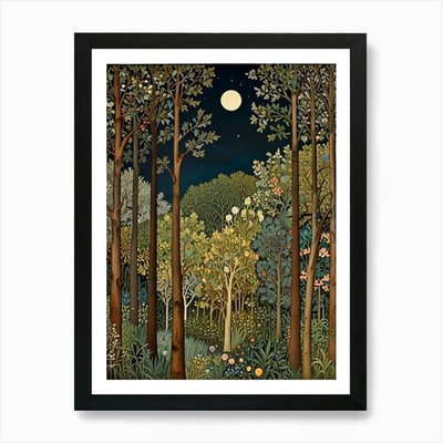 William Morris Nacht im Wald Gerahmtes Wandbild Poster Leinwanddruck Bild