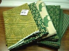 LOT OF 6 FLANNEL FABRIC PIECES--2 2/3 YARDS TOTAL--GREEN PRINTS