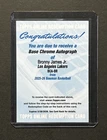 Bronny James Jr 2025-26 Topps Bowman Chrome Auto Base Chrome Redemption