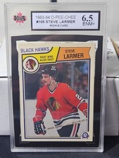 83-84 O-Pee-Chee Steve Larmer Rookie KSA 6.5 💥💥💥 Chicago Blackhawks 