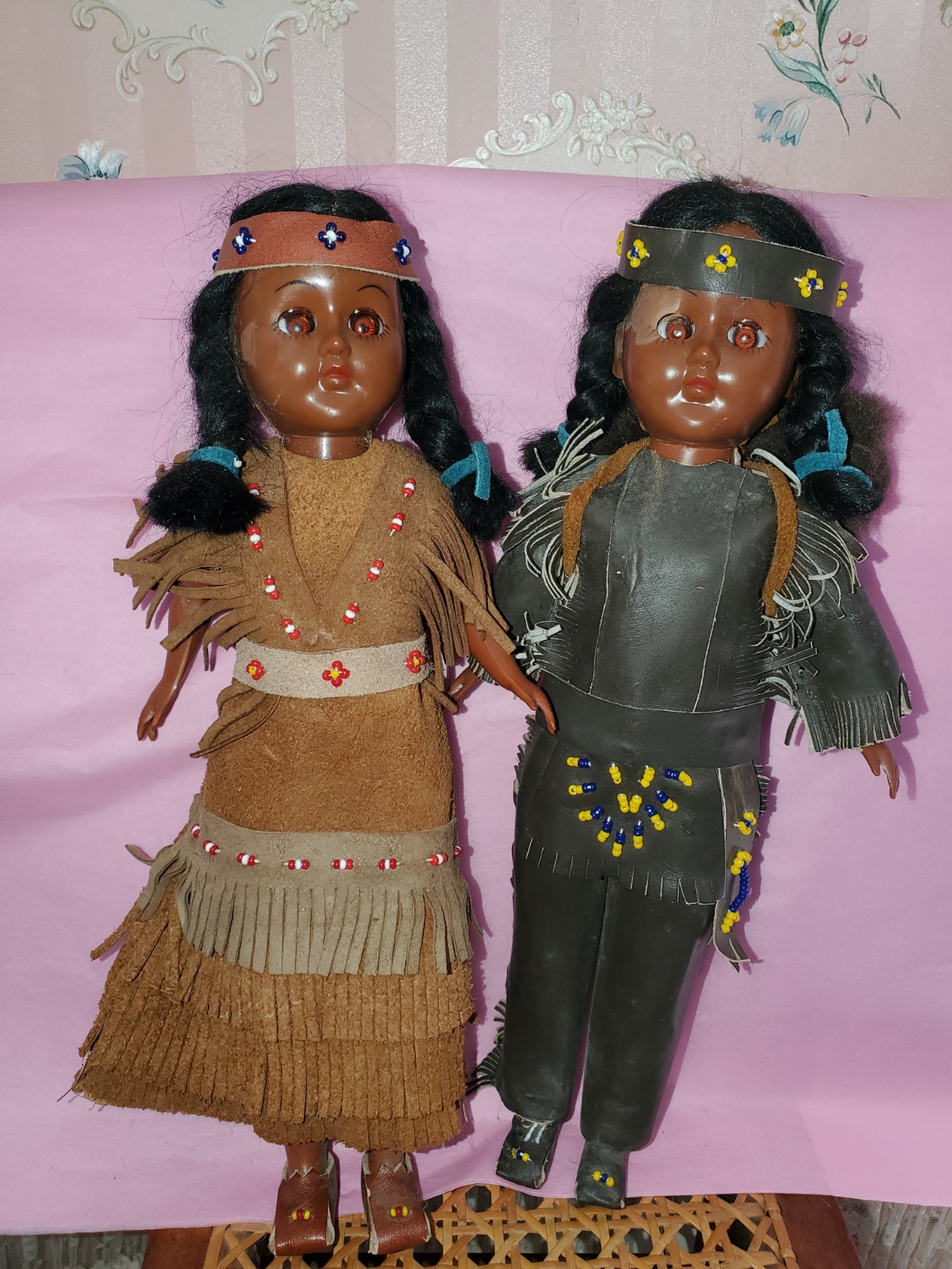 Paur Vintage Carlson Native American Indian Dolls Sleep Eyes 11