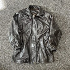 Vintage Ferrar Jacket Black Leather 1990s Long Coat Designer Dressy Size Large