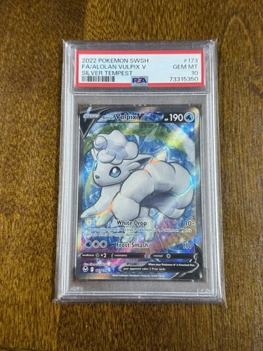 Alolan Vulpix V Full Art 173/195 - Pokémon - Silver Tempest - PSA 10 Gem Mint
