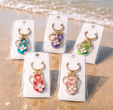 Flip Flop Enamel Key Chains Rings Bag Charms Colorful FlipFlops Cute Summer NEW