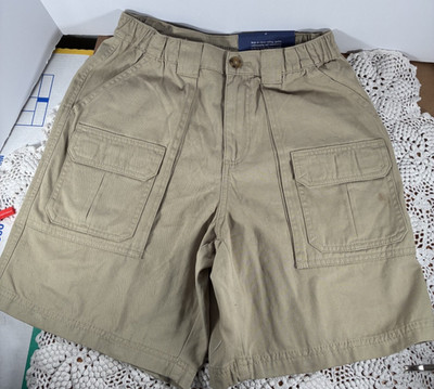 Croft & Barrow Side Elastic 7'' Cargo Shorts, Khaki, 100% Cotton size 29 NWT