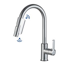 -Touchless Kitchen Faucet with Pull Down Sprayer, Single Hole Chrome Kitchen ...