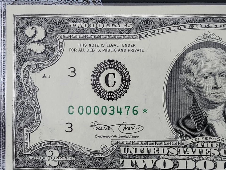 2003 $2 BEP STAR NOTE PHILADELPHIA DISTRICT "ONLY" 16k PRINTED C00003476* - Image 3 of 4