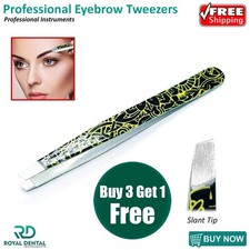 Pro Eyebrow Tweezers Professional Hair Beauty Slanted Stainless Steel Tweezer
