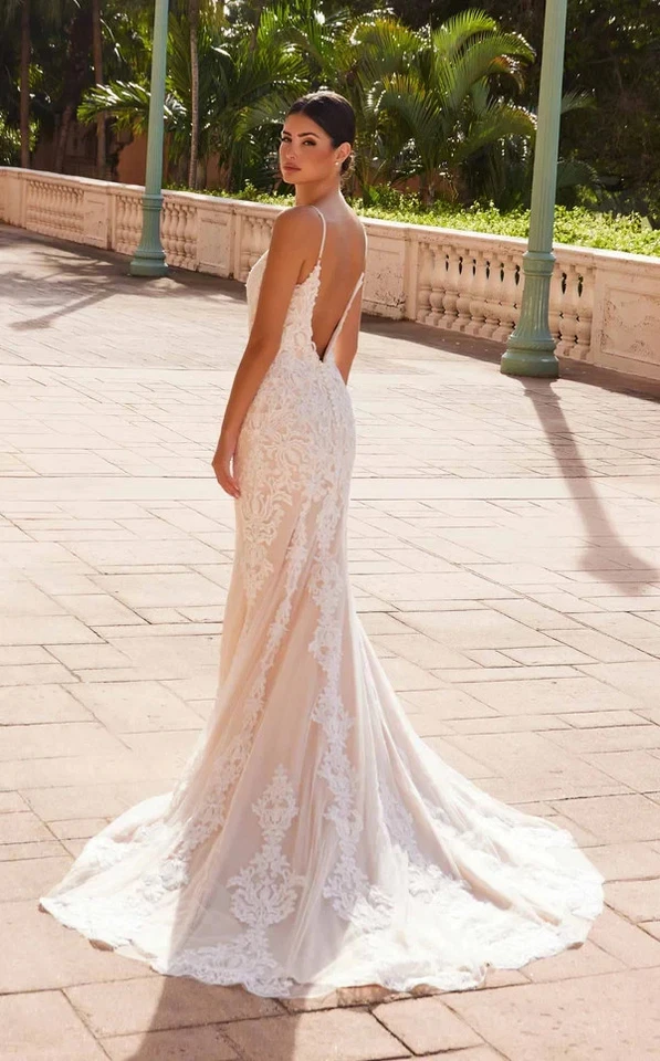 Vestido Nox Anabel Blanco Desnudo Espagueti Tirantes Bordado Talla 12 $599 Foto 2 de 4