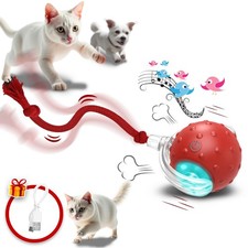Interactive Cat Toys for Indoor Cats, 360  Smart Automatic Rolling Pet Red