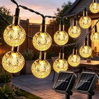 2X 15M Led Solar Lichterkette Kugel AußEn Wasserdicht Solarlichterkette Warmweiß