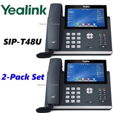 2 Yealink SIP-T48U Executive Desk IP Phone 7" Touch Screen Bundle Lot