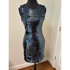Crystal Doll Junior Prom Dress Featuring Blue  Black Iridescent Sequins