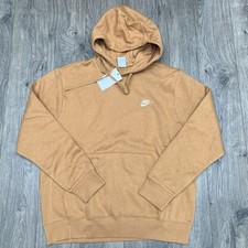 Nike Hoodie Sz Small Mens Flax Brown White NSW Club Pullover 65