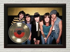 AC/DC Hell's Bells Poster Art Black Wood Framed 45 Gold Record Display 2