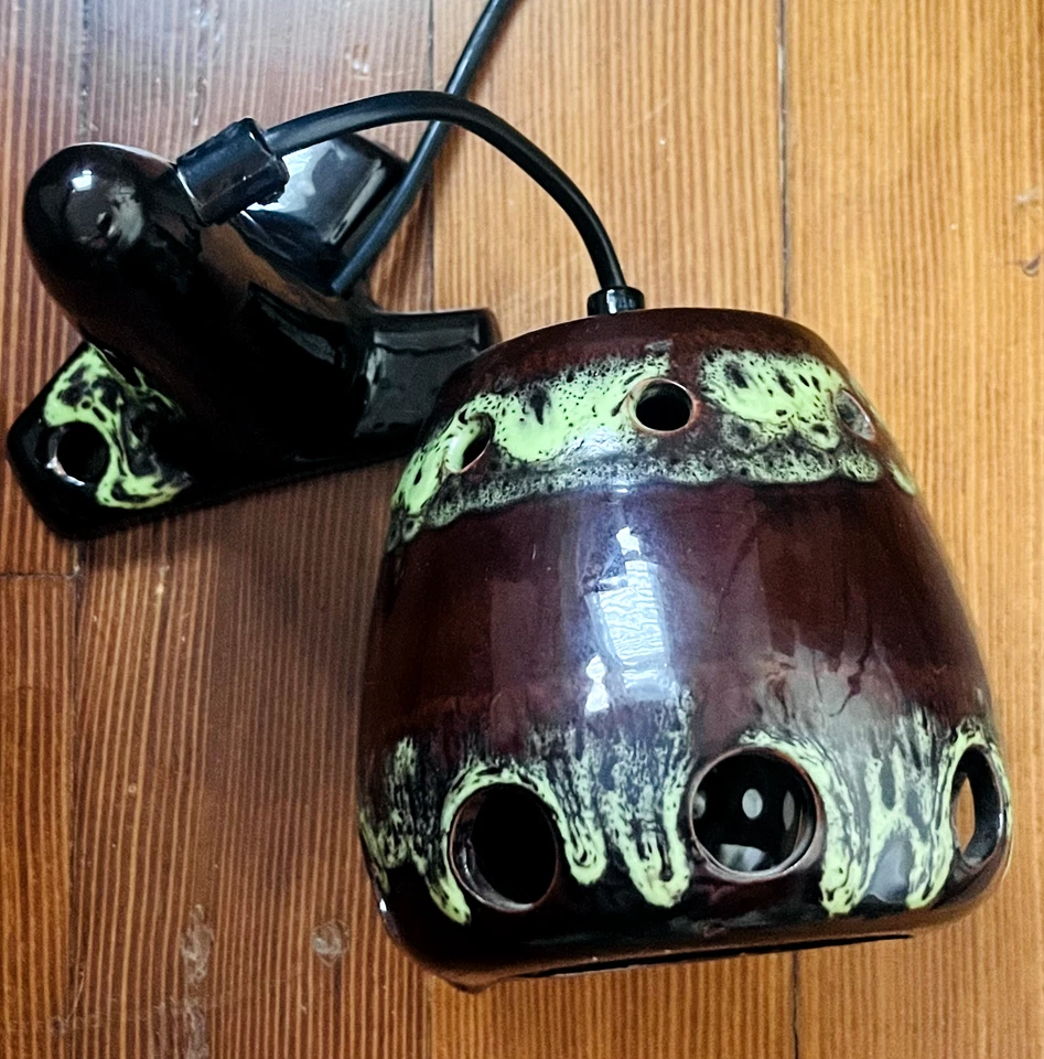 Ceramic Handmade Sconce Light - Brown & Green hand-painted - Easy to Hang  - Image 3 of 4