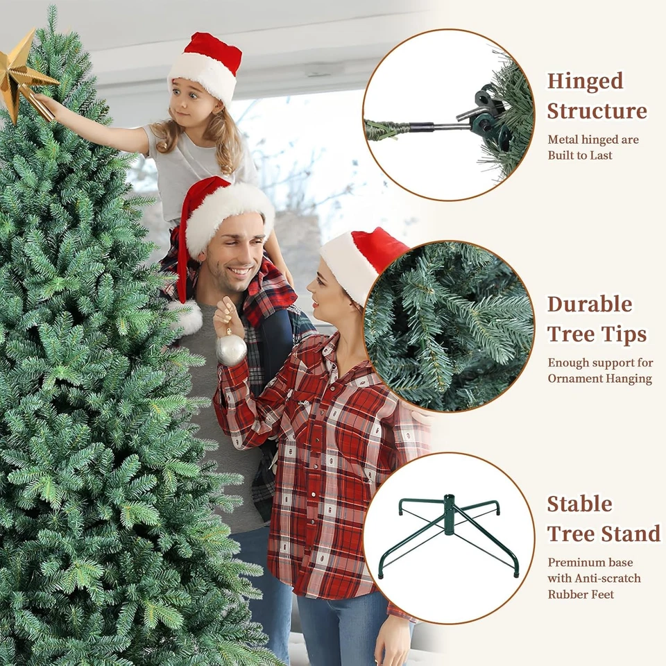 Árbol de Navidad artificial de 4-9 pies abeto árbol de Navidad para decoración de oficina en casa sin iluminación Foto 4 de 4