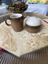 Vintage Mid-Century Mikasa Potters Art "Country Cabin"Creamer & Sugar Bowl JAPAN