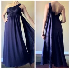 Davids Bridal Bridesmaid One Shoulder Purple Pleated Empire Waist Fairy Gown 0/2
