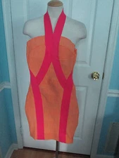 wow couture bandage dress  halter dress orange/ pink s new             #160