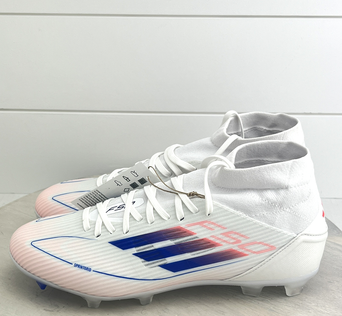 Adidas F50 LEAGUE FG/MG White/Red/Blue Soccer Cleats ID9190