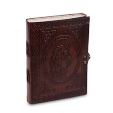 MaheTri unicorn engraved handmade blank paper leather journal diary