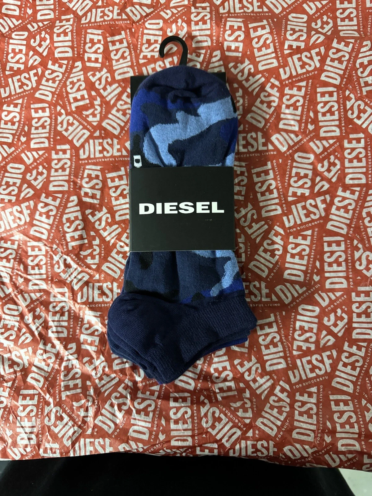 DIESEL ANKLE SOCKS THREE-PACK SIZE M (6.5-9) UNISEX BLUE
