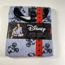 DISNEY MICKEY MOUSE Pajama Set Womens Size Medium 8-10 2 Piece Soft Cozy Blue
