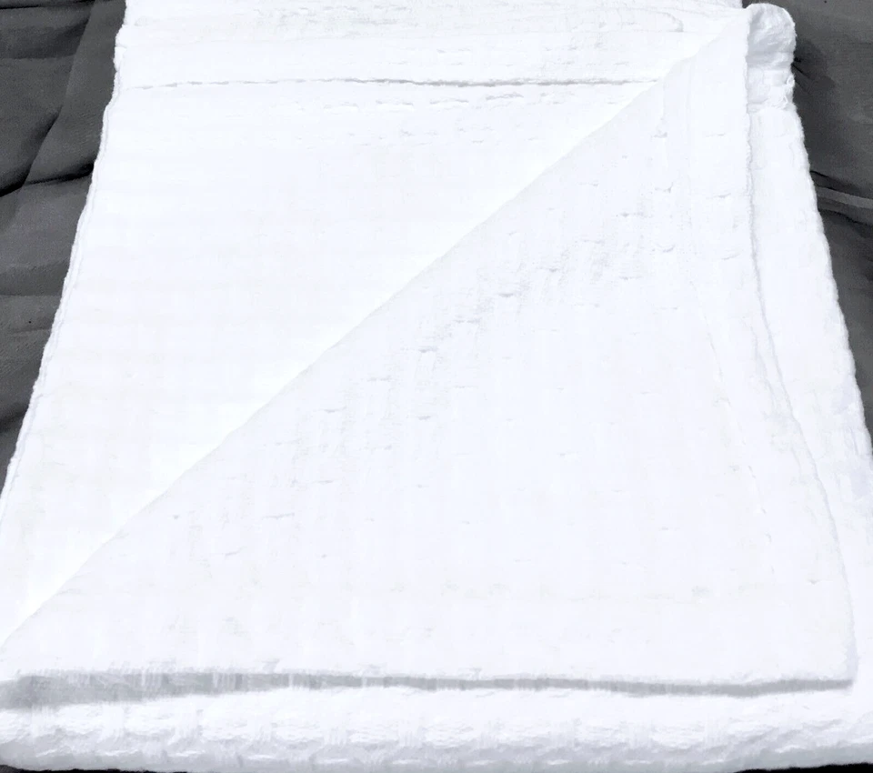 New QUEEN Blanket Linea Casa by SFERRA White Mid-Wht 100% Cotton TRICOT Portugal - Image 4 of 4