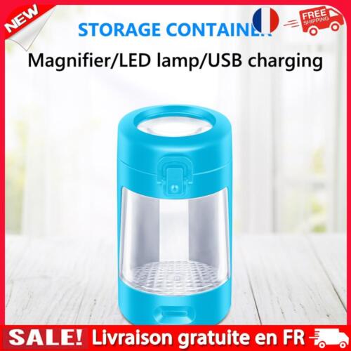 LED Herb Case Rechargeable 50ml Seal Storage Box with Magnifying Lid (Blue) - Photo 1/8