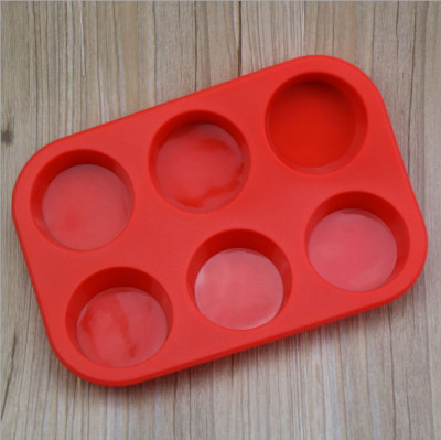 Muffin Cup Mold Jelly Pudding Round Cake Cup Mold DIY Baking Tool 6-Cup Silicone