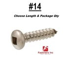#14 Sheet Metal Screws Stainless Steel Pan Head Square Drive (Choose Size & Qty)