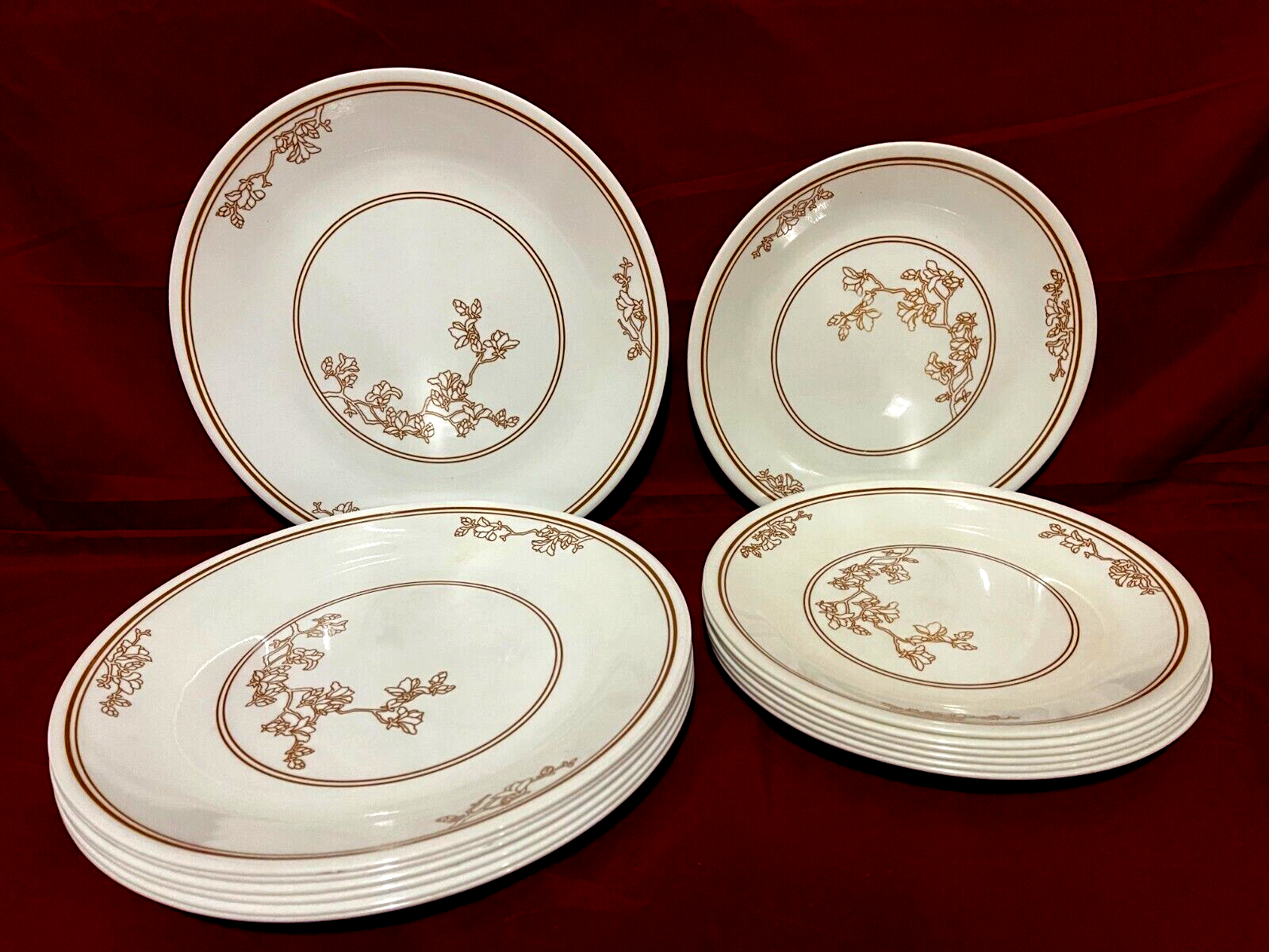 Corelle Oriental Wood Brown 14 Piece Set Of 7 Each Dinner & Luncheon ...