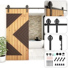 CCJH 4-20FT Sliding Barn Door Hardware Kit Single Double Door MediumWheel Roller