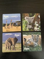 ifaw Set of 4 Coasters Animals Paper Coasters Giraffes, Elephant, Tiger, Koala