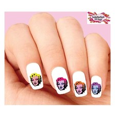 Waterslide Nail Decals Set of 20 - Colorful Andy Warhol Marilyn Monroe Assorted