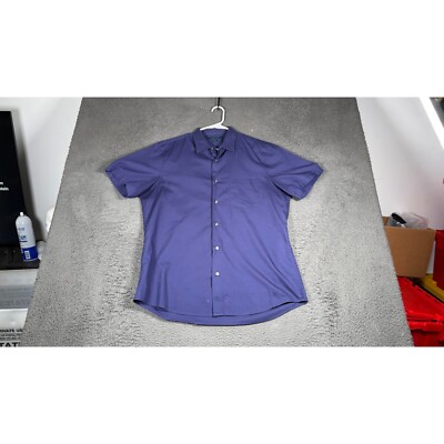 Perry Ellis Slim Fit Button Up Shirt Short Sleeve Casual Dress Shirt L