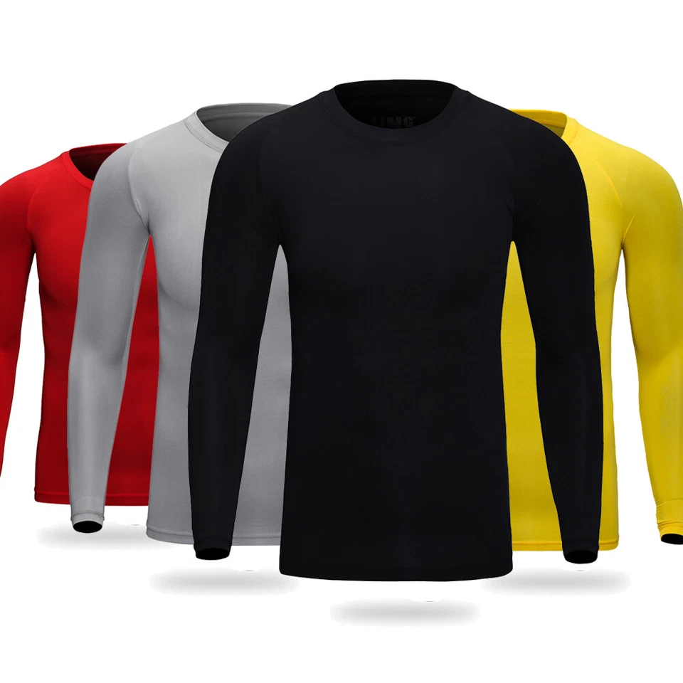 Men T Shirt Compression Long Sleeve Under Base Layer Quick Dry Sports Gym Tops - Image 2 of 4