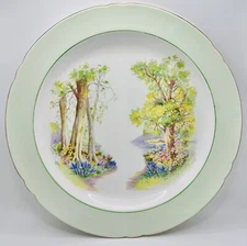 Rare Shelley Bone China England Woodland Scene Floral 13" Serving Chop Plate