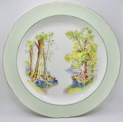 Rare Shelley Bone China England Woodland Scene Floral 13'' Serving Chop Plate