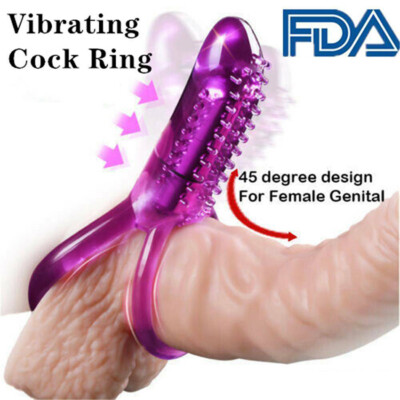 Vibrating Penis Cock Ring Enhancer Scrotum Sex-toy for Men Couples W/  Battery