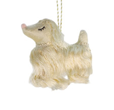 Poodle Dog Christmas Ornament Animal Holiday Tree Decor Fringe Puppy Ivory Gifts
