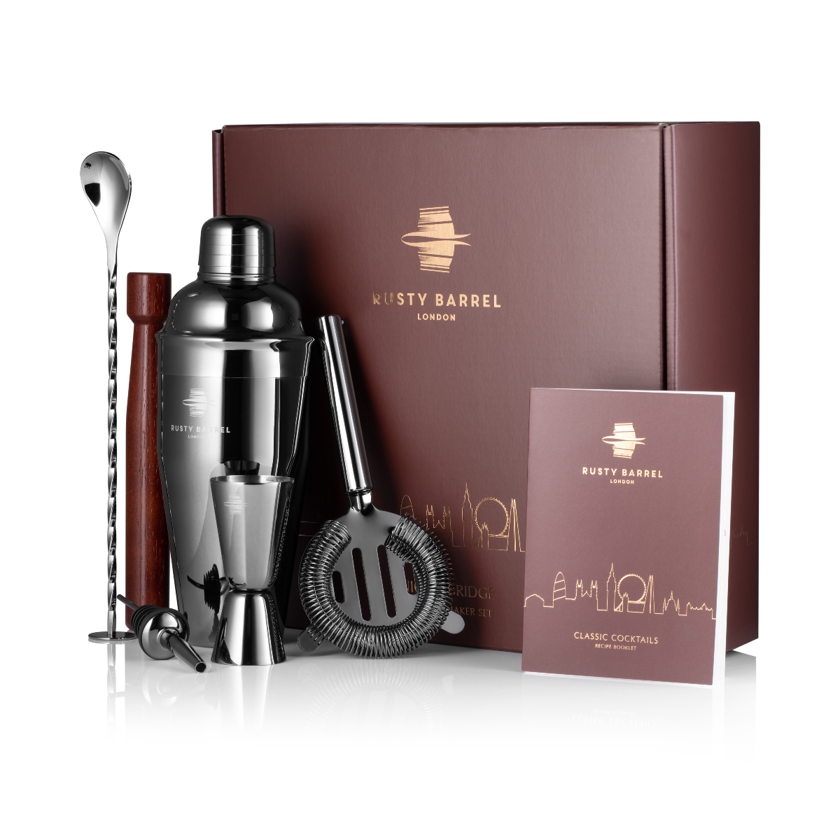 🍹Rusty Barrel Kinightsbridge Cocktail Shaker Set - NEW