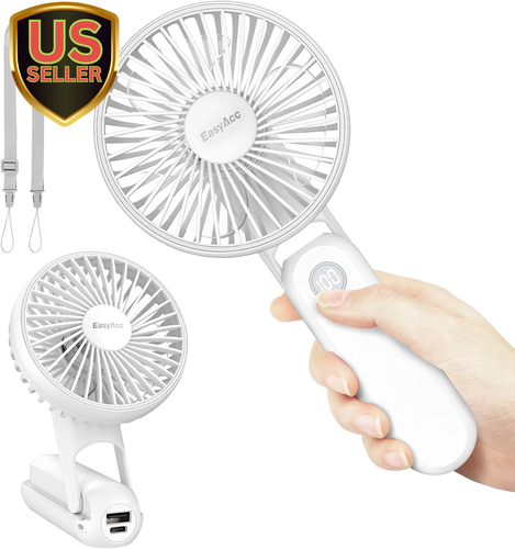 Portable Hand Held Fan, Ultra Quiet 5 Speed Personal Fan, LED Dispay USB C Re...