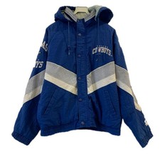 Vtg Starter Dallas Cowboys NFL Hooded Puffer Jacket Men s L Blue Insulated 102