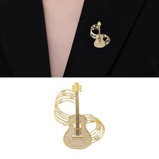 Versátil Broche Accesorio Joyería Musical Prendedor Moda Estrás en Forma de Guitarra