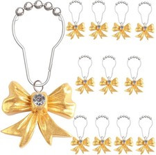 12 Pcs Gold Bow Knot Shower Curtain Hooks, Decorative Stainless Steel Shower