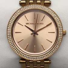 Michael Kors Womens Watch 39mm Rose Dial Gold Bracelet MK-3192 New Battery 6.5"