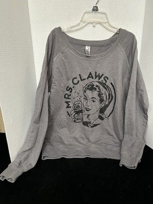 Woman s Medium  Gray Long Sleeve Shirt- Mrs.Claws